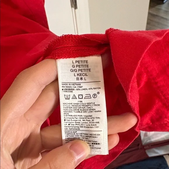 GAP Linen Blend Red Mini Dress for Women Slipper Red Large Petite - Picture 4 of 6